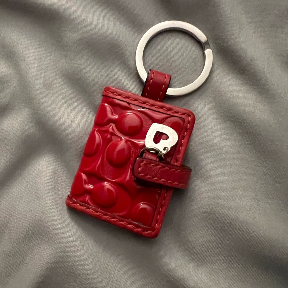 Coach Y2K Red Patent Leather Signature Photo Album Charm Keychain